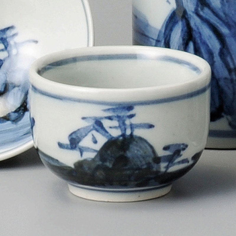 金正陶器 古染山水盃 1個（ご注文単位1個）【直送品】