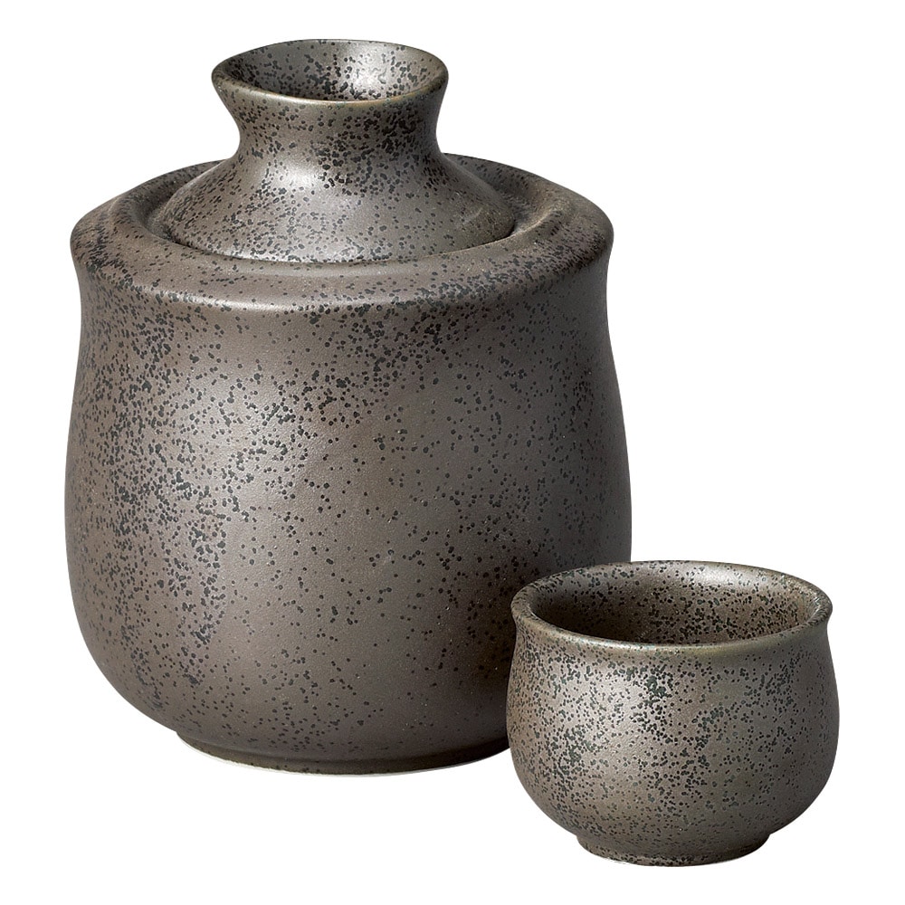 金正陶器 黒結晶酒燗器(大)盃付 1個(ご注文単位1個)【直送品】