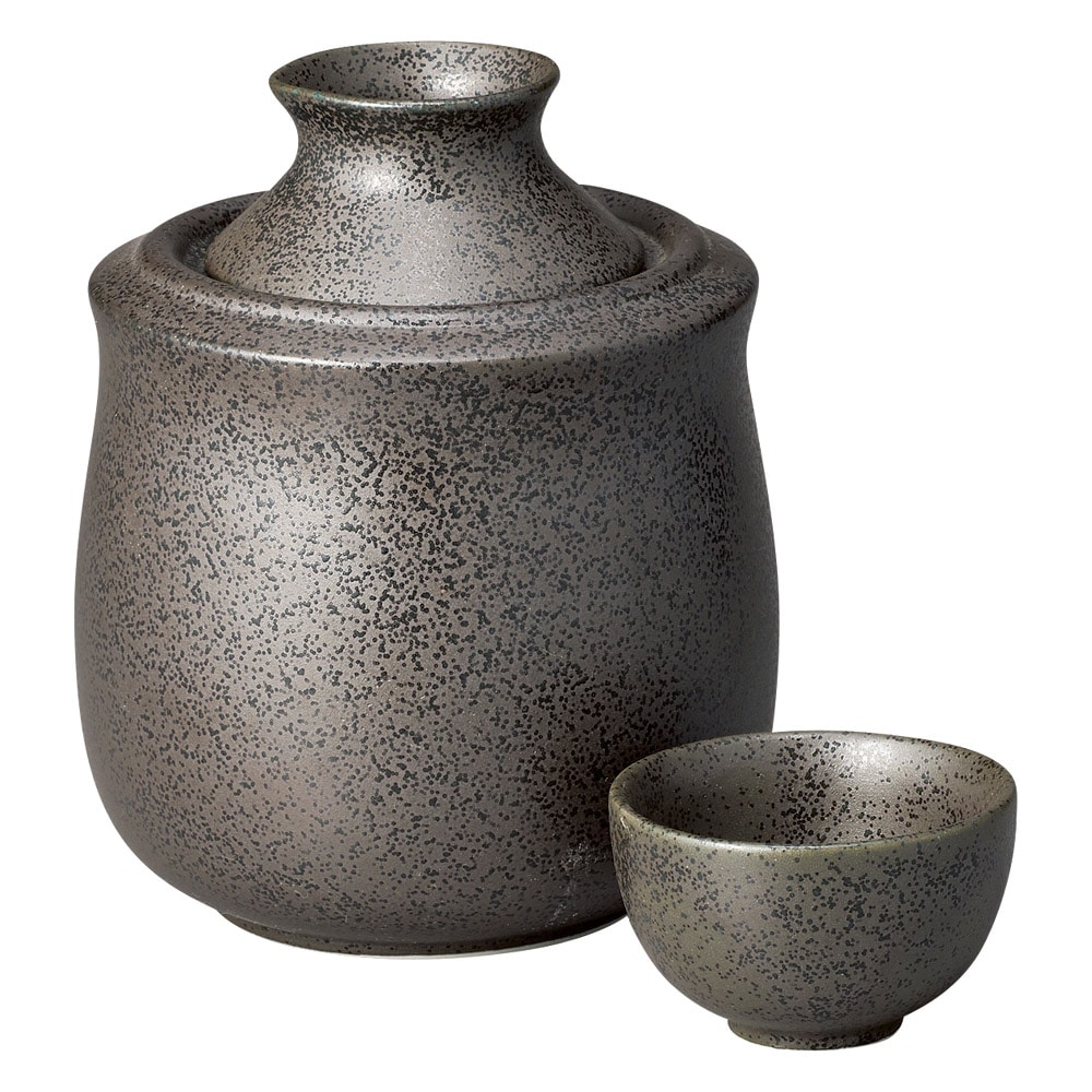 金正陶器 黒結晶酒燗器(小)盃付 1個(ご注文単位1個)【直送品】