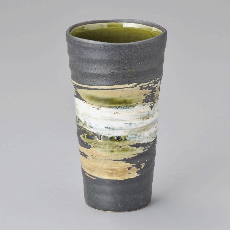 金正陶器 黒織部流しフリーカップ 1個(ご注文単位1個)【直送品】