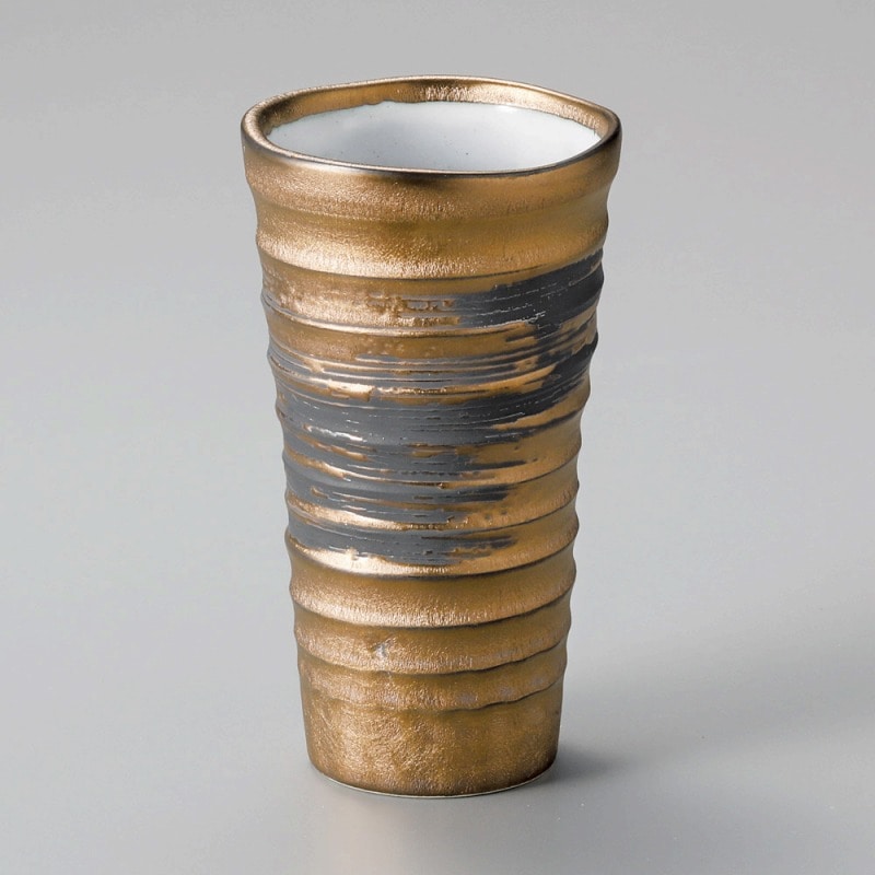 金正陶器 ゴールド刷毛目ビールカップ 1個(ご注文単位1個)【直送品】