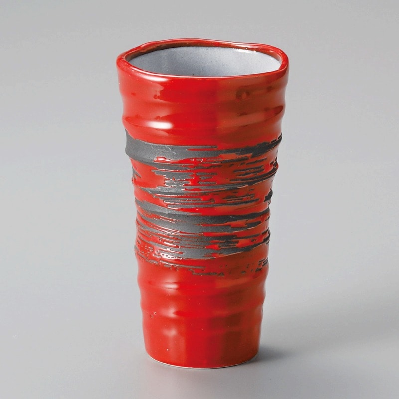 金正陶器 赤釉刷毛目ビールカップ 1個(ご注文単位1個)【直送品】