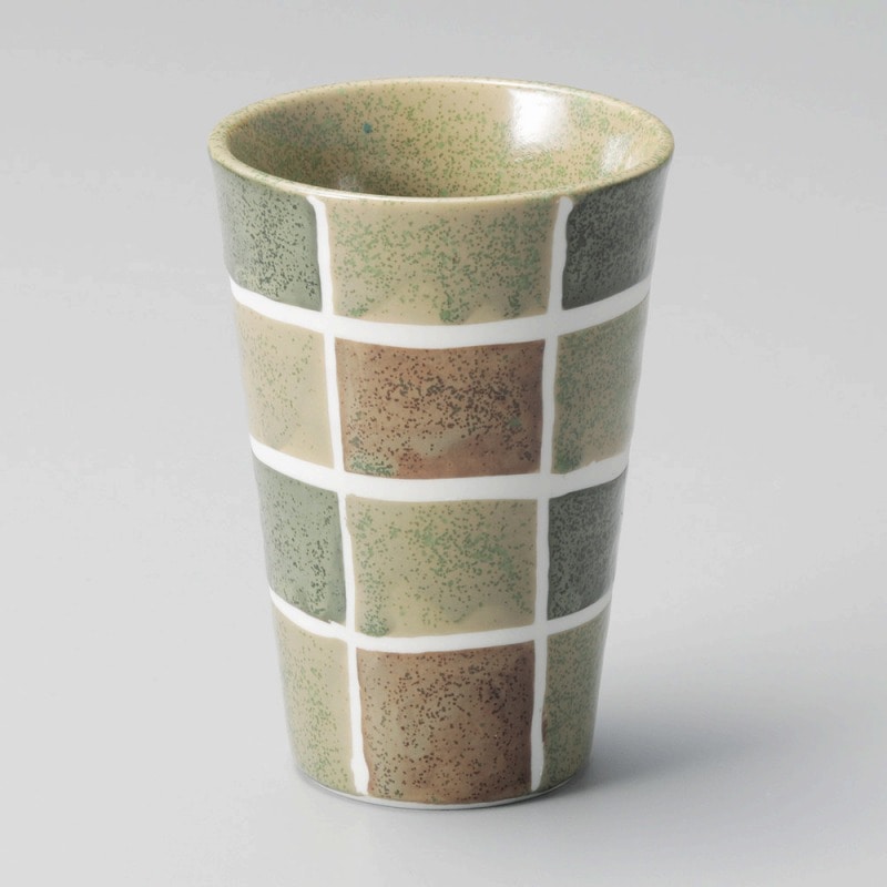 金正陶器 チェック ヨモギフリーカップ 1個(ご注文単位1個)【直送品】