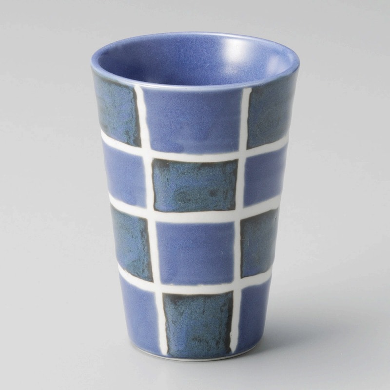 金正陶器 チェック ルリナマコフリーカップ 1個(ご注文単位1個)【直送品】