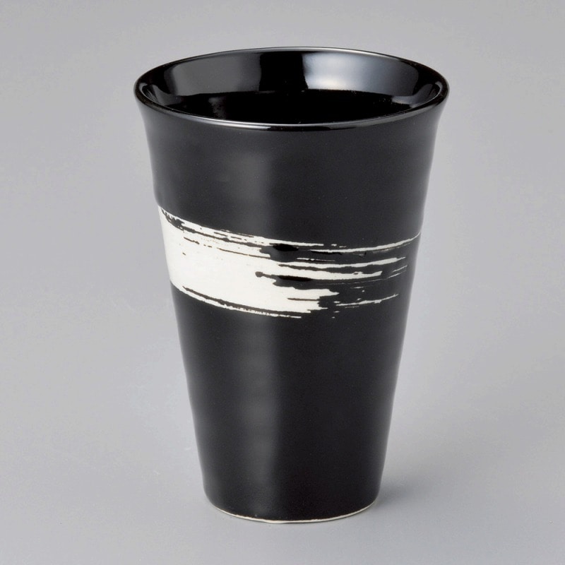 金正陶器 黒白ハケフリーカップ 1個(ご注文単位1個)【直送品】