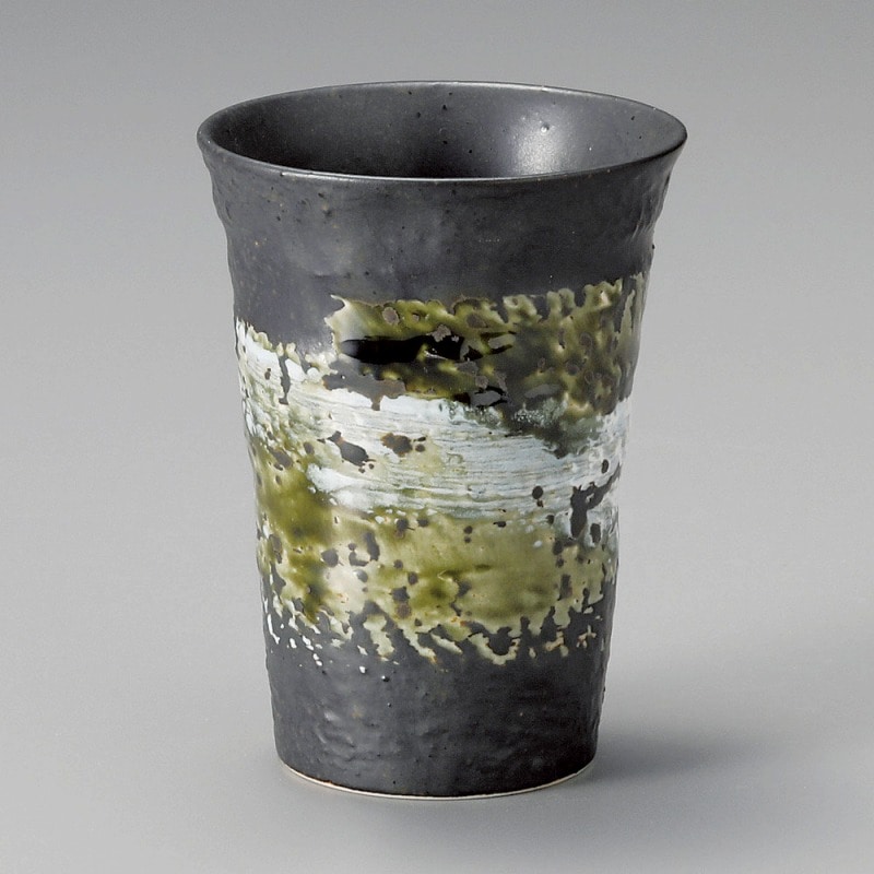 金正陶器 黒釉ハケメフリーカップ 1個(ご注文単位1個)【直送品】
