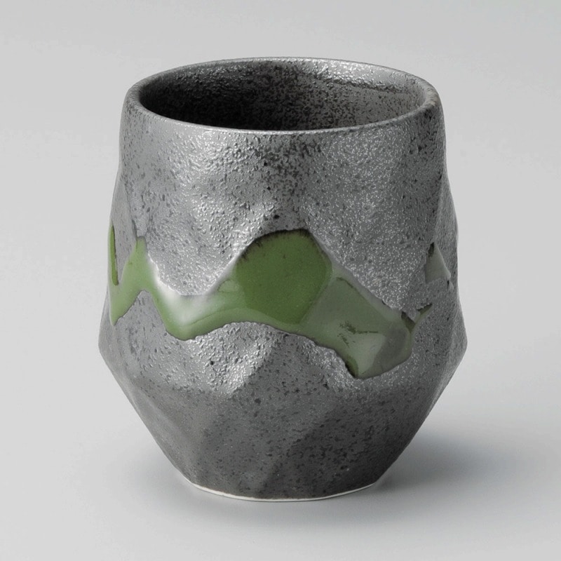 金正陶器 黒吹 グリン流水割カップ 1個(ご注文単位1個)【直送品】
