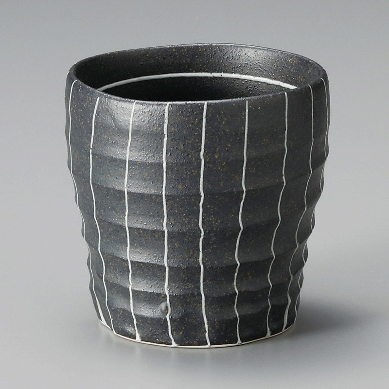 金正陶器 ストライプ(黒)マルチカップ 1個(ご注文単位1個)【直送品】