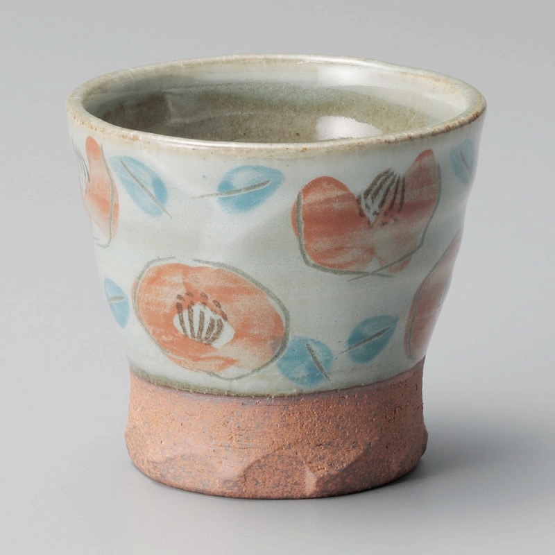 金正陶器 彫赤椿杵形 面取カップ 1個(ご注文単位1個)【直送品】