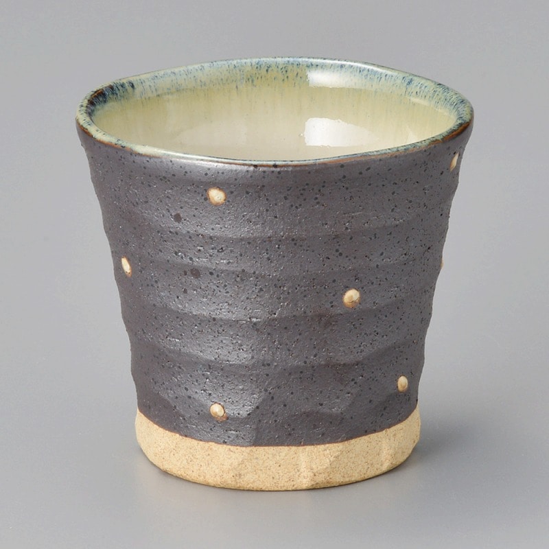 金正陶器 黒一珍水玉面取カップ 1個(ご注文単位1個)【直送品】