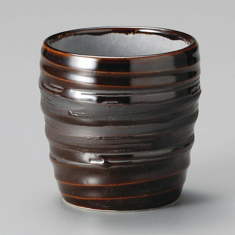 金正陶器 アメ釉刷毛目ロックカップ 1個(ご注文単位1個)【直送品】