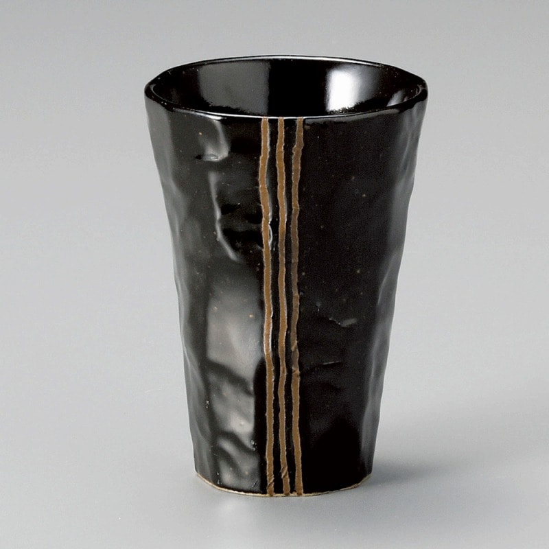 金正陶器 モダン黒手折一口カップ 1個(ご注文単位1個)【直送品】