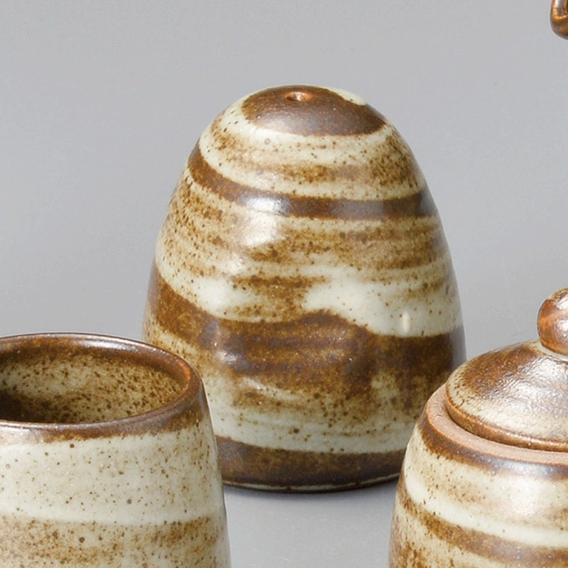 金正陶器 刷毛目塩入長(1ﾂ穴) 1個（ご注文単位1個）【直送品】