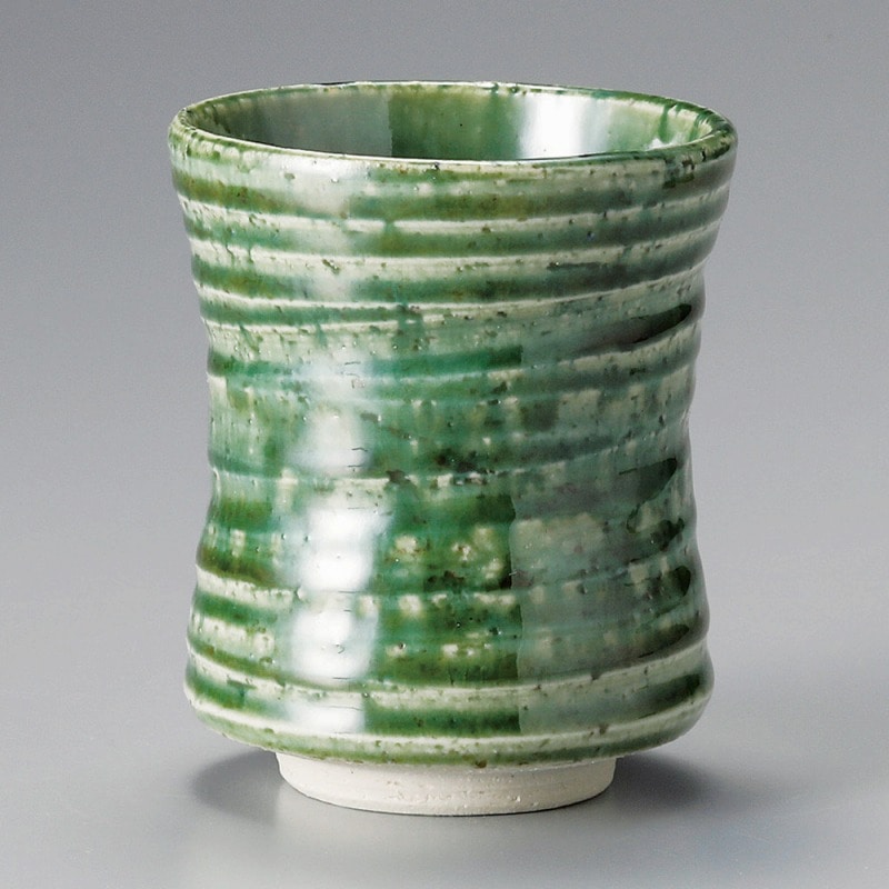 金正陶器 織部キネ型寿司湯呑 1個(ご注文単位1個)【直送品】