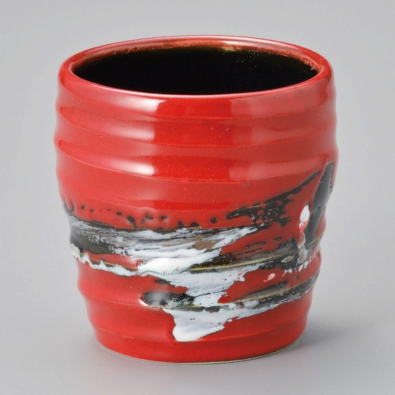 金正陶器 朱刷毛目中アメ湯呑 1個(ご注文単位1個)【直送品】