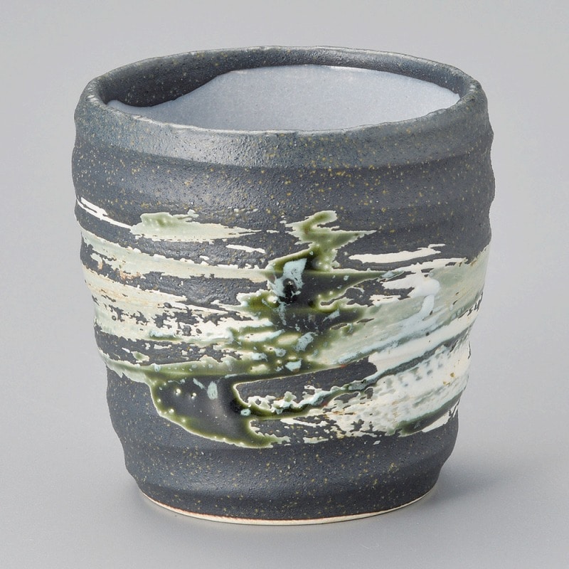 金正陶器 黒刷毛目中白湯呑 1個(ご注文単位1個)【直送品】