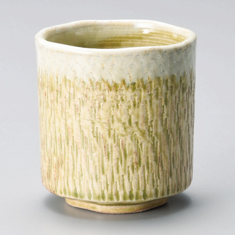 金正陶器 緑彩白流トチリ 角寿司湯呑 1個(ご注文単位1個)【直送品】