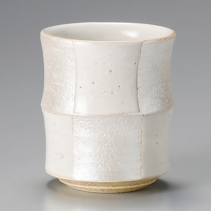 金正陶器 銀彩市松(白)切立湯呑(大) 1個(ご注文単位1個)【直送品】