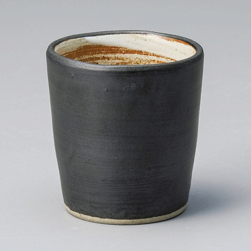 金正陶器 黒塗刷毛目昆布茶湯呑 1個(ご注文単位1個)【直送品】