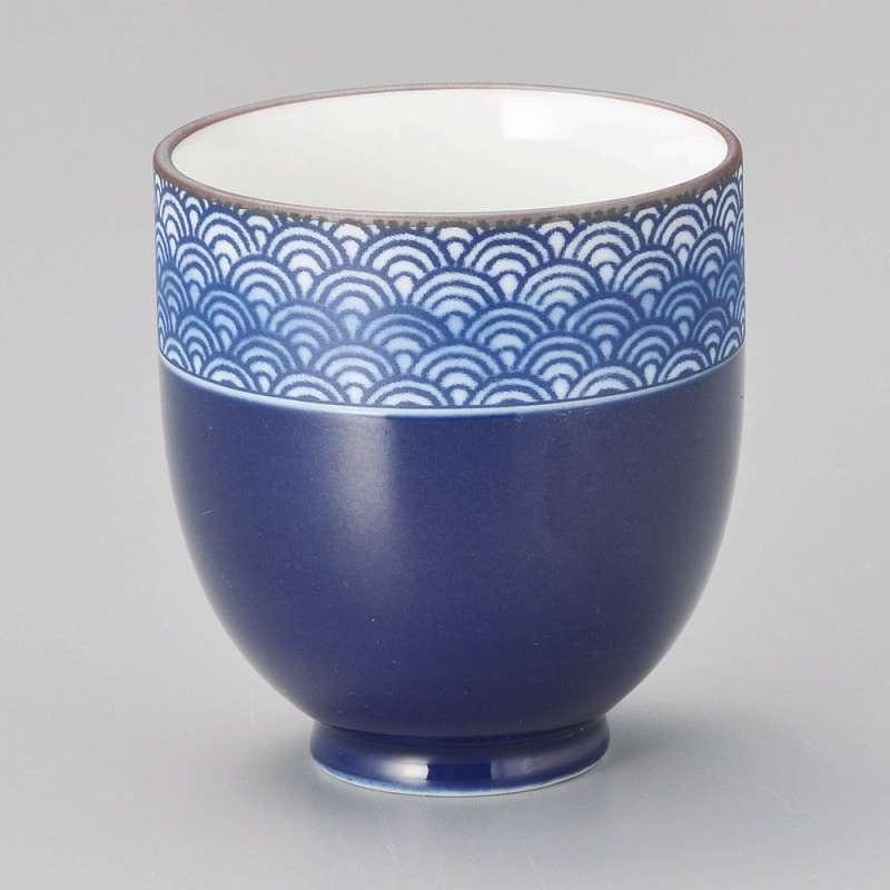 金正陶器 青海波ルリナツメ湯呑 1個(ご注文単位1個)【直送品】