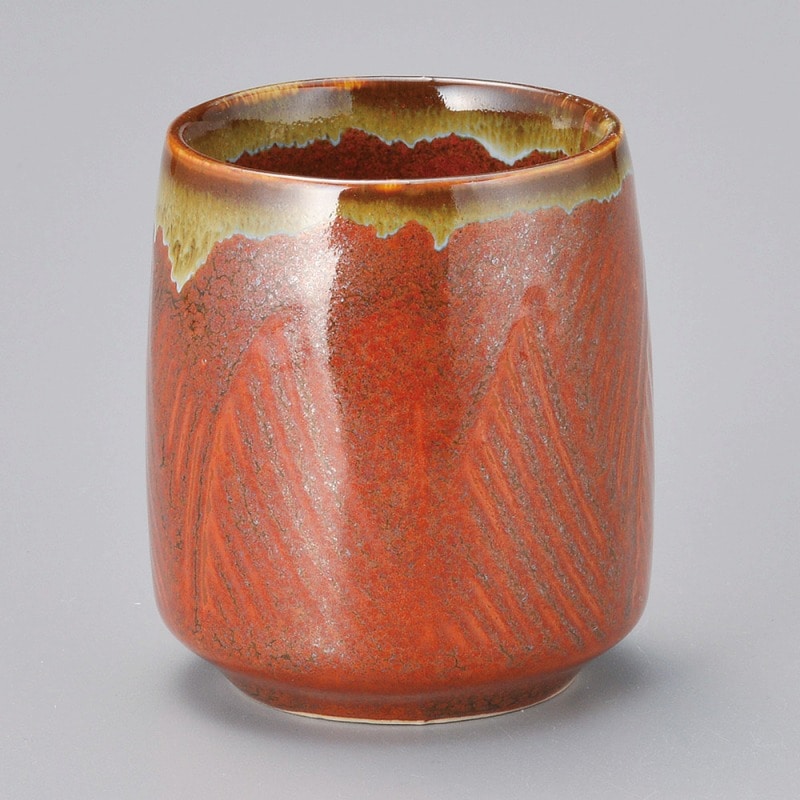 金正陶器 朱赤茶流し長湯呑 1個(ご注文単位1個)【直送品】