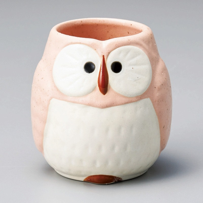 金正陶器 ふくろう長湯呑(ピンク) 1個(ご注文単位1個)【直送品】