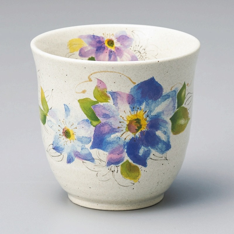 金正陶器 青い花湯呑 1個(ご注文単位1個)【直送品】