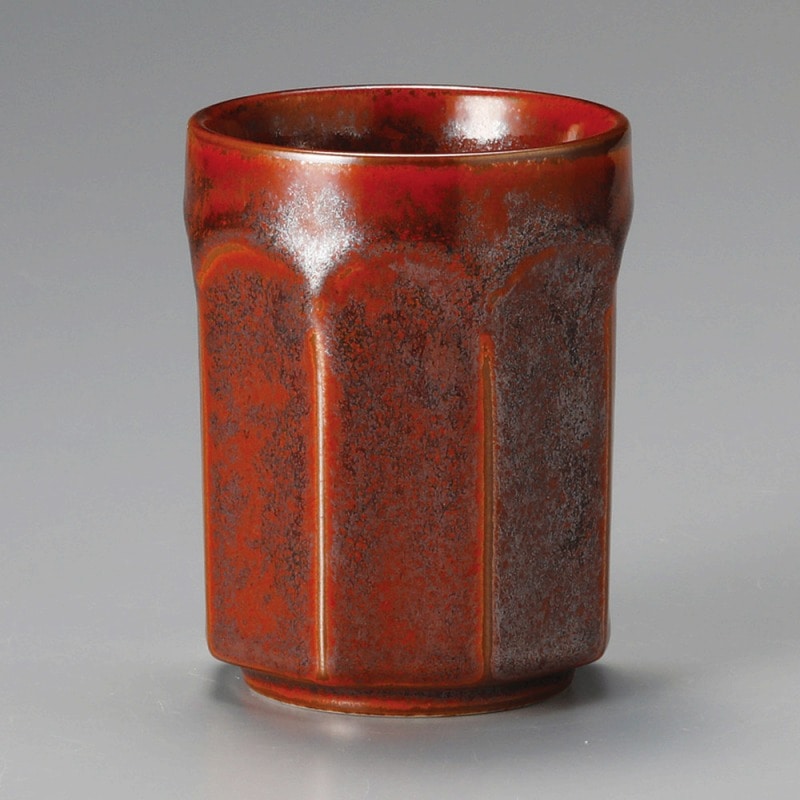 金正陶器 赤釉八角湯呑 1個(ご注文単位1個)【直送品】