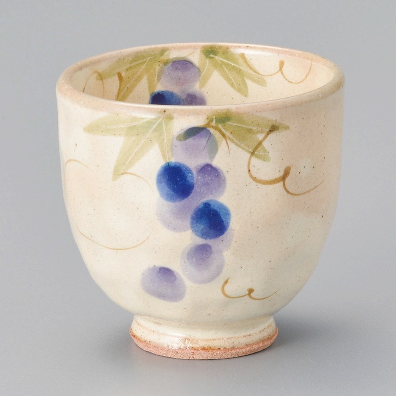 金正陶器 二彩ぶどう湯呑 青(大) 1個(ご注文単位1個)【直送品】