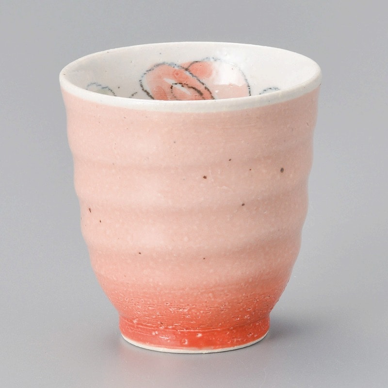 金正陶器 バラ湯呑(赤) 1個(ご注文単位1個)【直送品】
