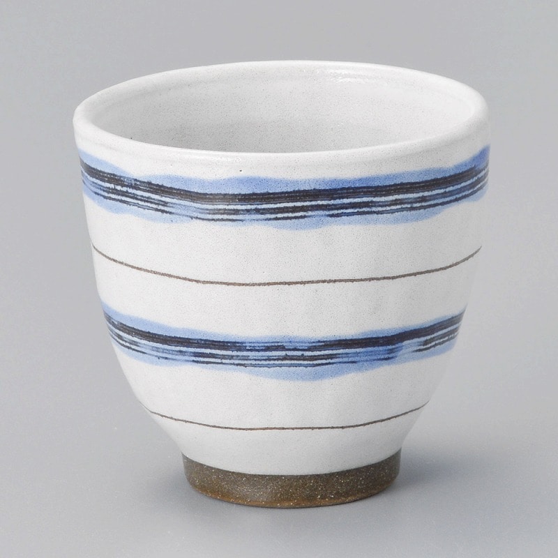 金正陶器 粉引ボーダー湯呑(ブルー) 1個(ご注文単位1個)【直送品】