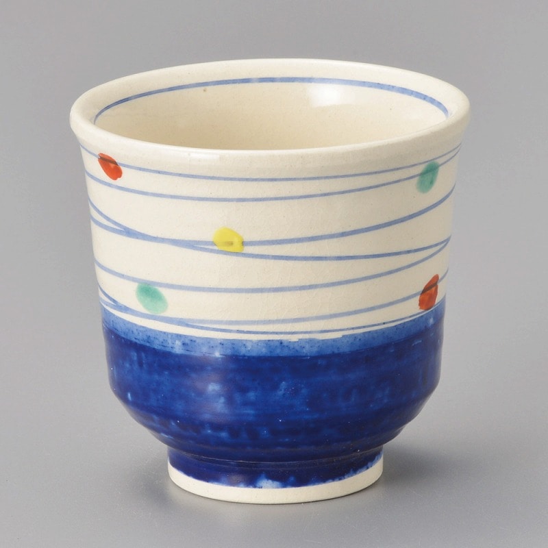 金正陶器 乱点湯呑 青(大) 1個(ご注文単位1個)【直送品】