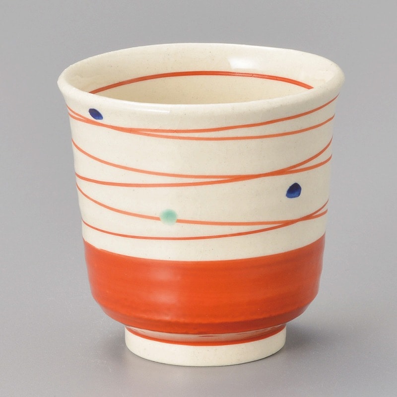 金正陶器 乱点湯呑 赤(小) 1個(ご注文単位1個)【直送品】