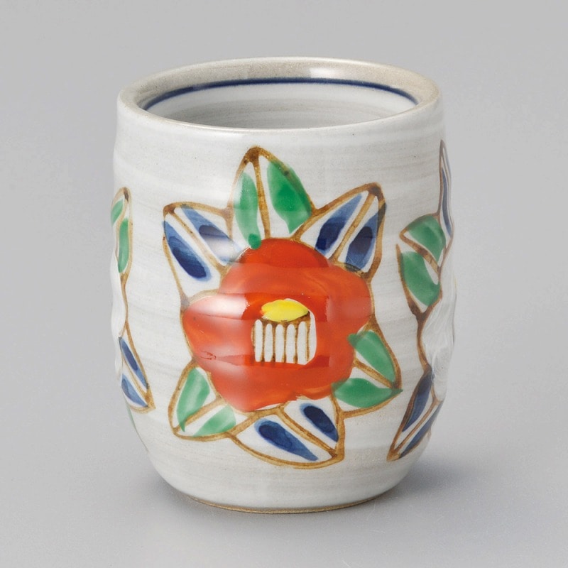 金正陶器 椿小湯呑(赤) 1個(ご注文単位1個)【直送品】