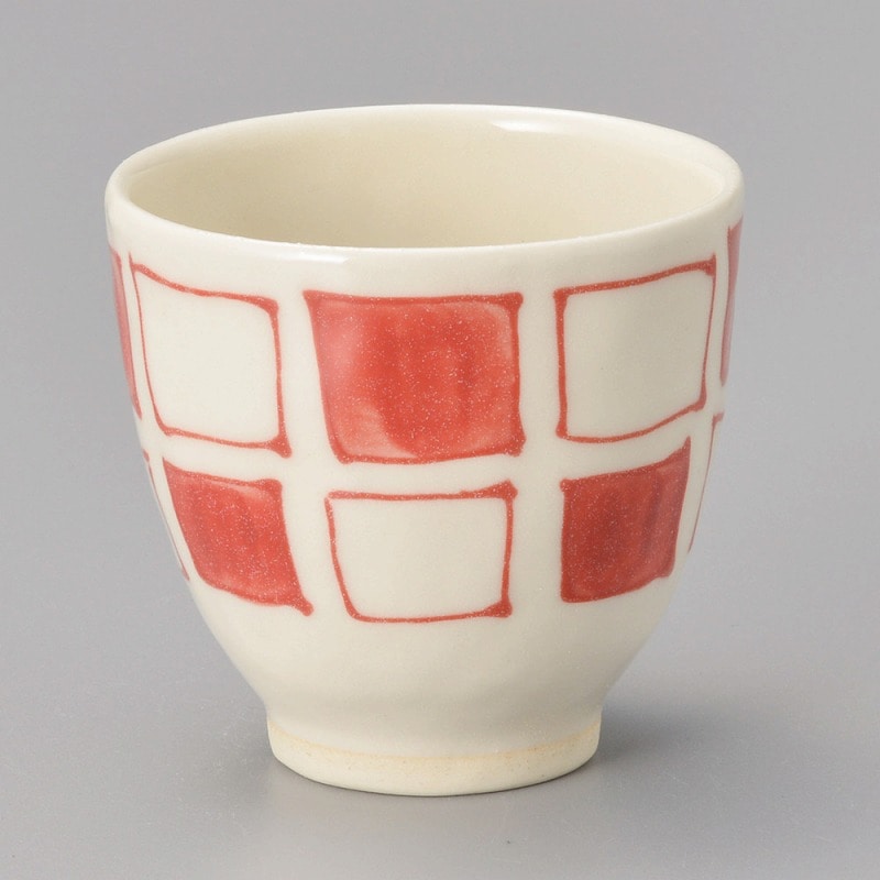 金正陶器 一珍市松湯呑(赤) 1個(ご注文単位1個)【直送品】