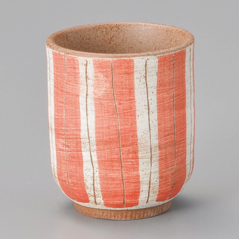 金正陶器 線彫十草赤湯呑(小) 1個(ご注文単位1個)【直送品】