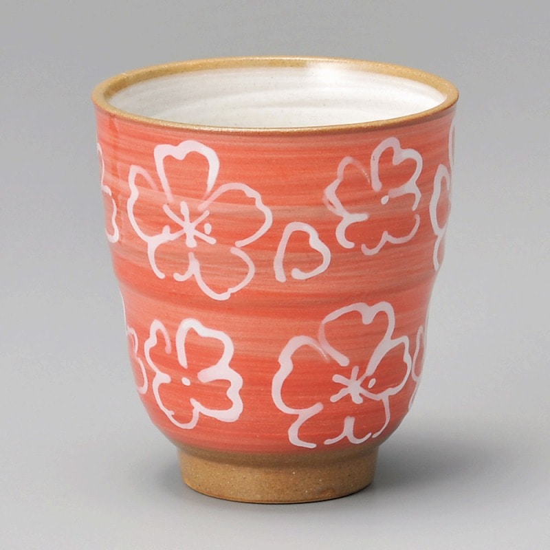 金正陶器 マット赤桜湯呑 1個(ご注文単位1個)【直送品】