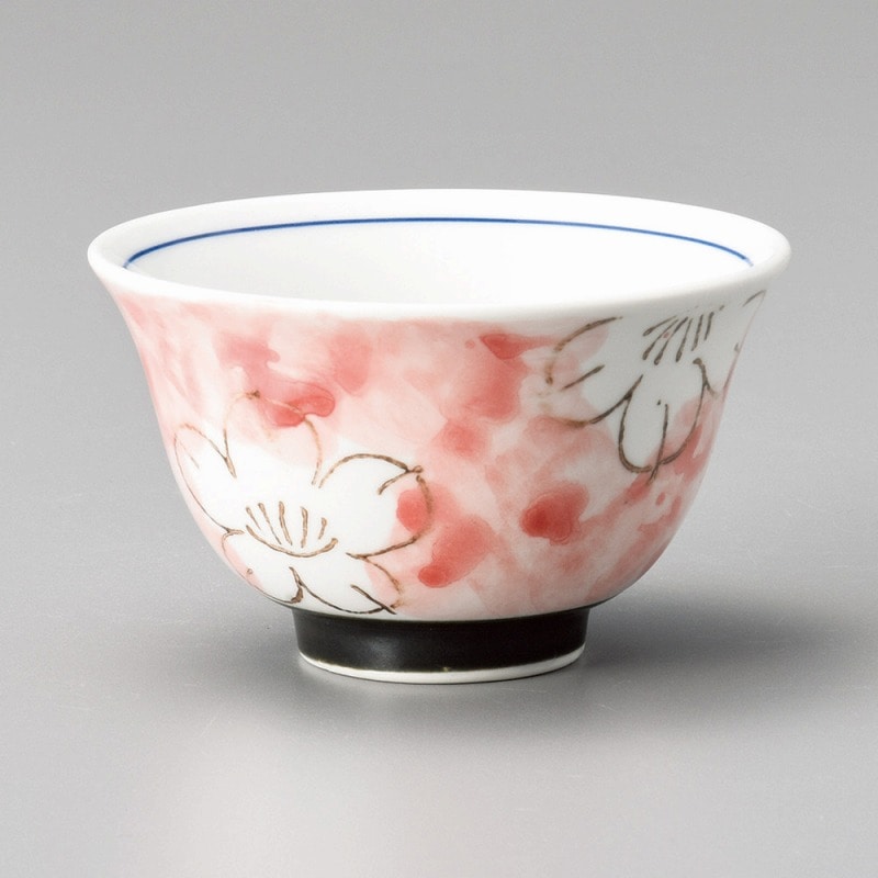 金正陶器 かすみ梅(赤)反千茶 1個(ご注文単位1個)【直送品】
