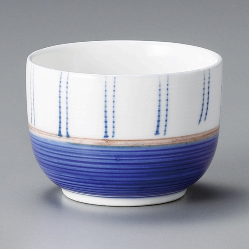 金正陶器 腰ルリ二本十草玉湯呑 1個(ご注文単位1個)【直送品】