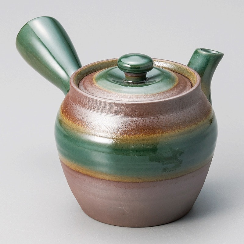 金正陶器 1.5つぼ形万古オリベ急須(丸アミ) 1個(ご注文単位1個)【直送品】