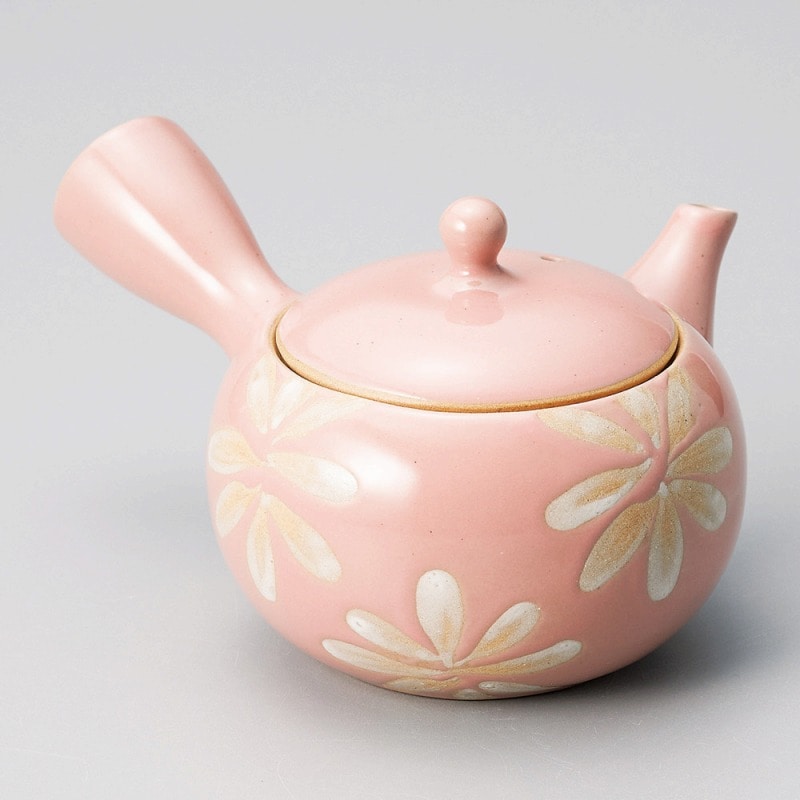 金正陶器 ピンク花丸型急須(さわやか網) 1個(ご注文単位1個)【直送品】