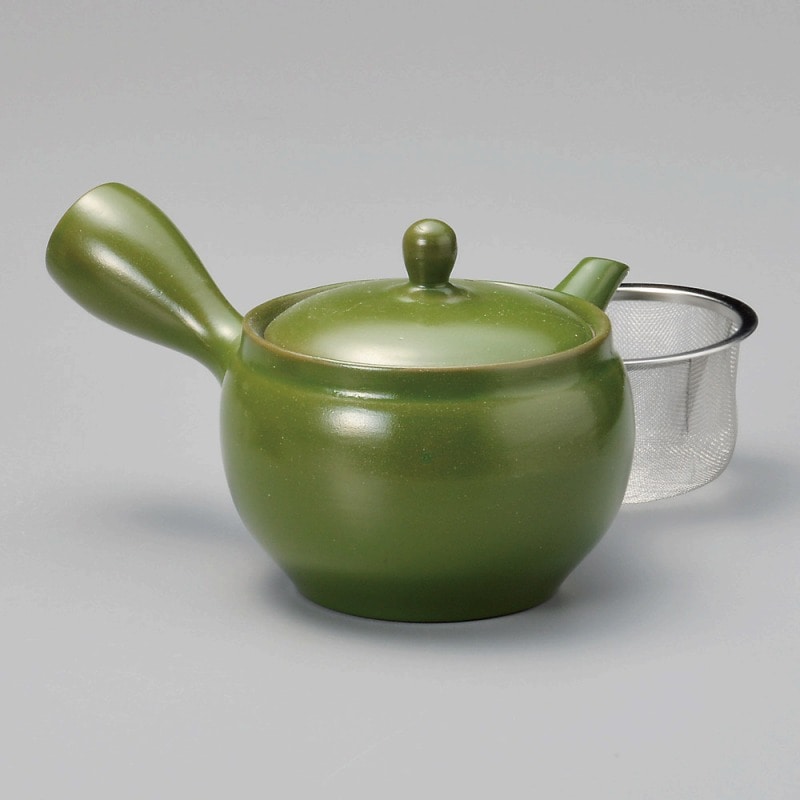 金正陶器 緑無地急須(カゴアミ) 1個(ご注文単位1個)【直送品】