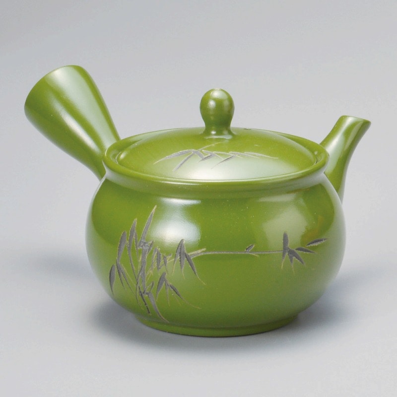 金正陶器 緑笹彫急須(平アミ) 1個(ご注文単位1個)【直送品】