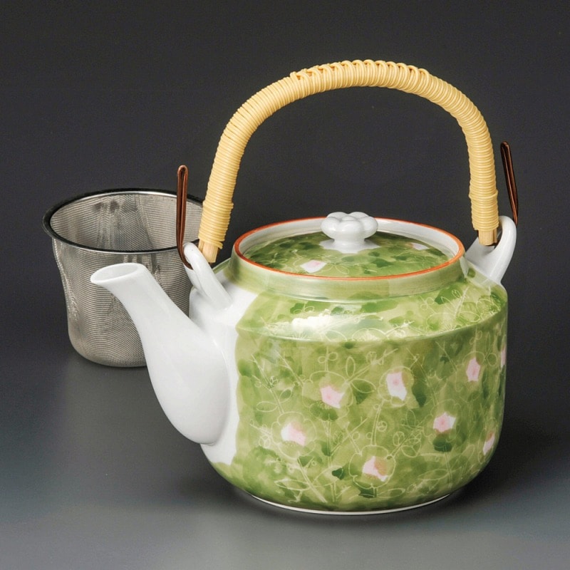 金正陶器 グリン梅8号土瓶(Uアミ付) 1個(ご注文単位1個)【直送品】