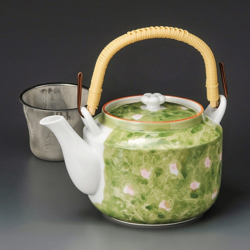 金正陶器 グリン梅10号土瓶(Uアミ付) 1個(ご注文単位1個)【直送品】