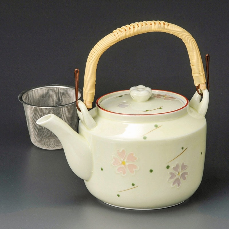 金正陶器 しだれ梅6号土瓶(Uアミ付) 1個(ご注文単位1個)【直送品】