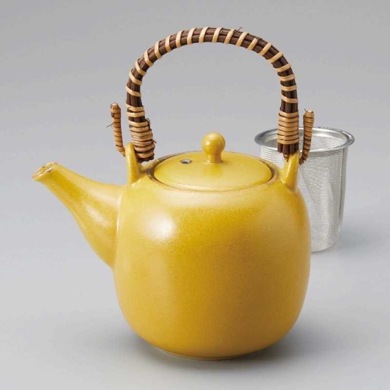 金正陶器 マスタードつるつる土瓶(茶コシ付) 1個(ご注文単位1個)【直送品】