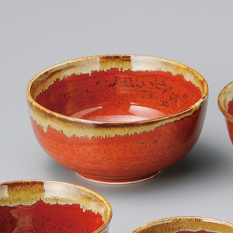 金正陶器 朱赤茶流し6.0丸丼 1個(ご注文単位1個)【直送品】