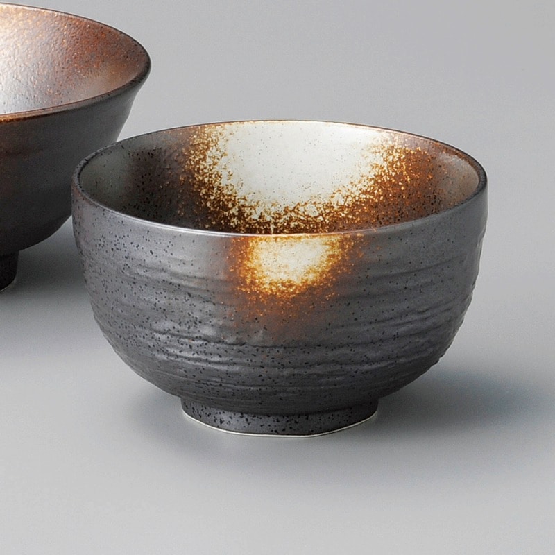 金正陶器 黒備前ロクロ目4.5丼 1個(ご注文単位1個)【直送品】