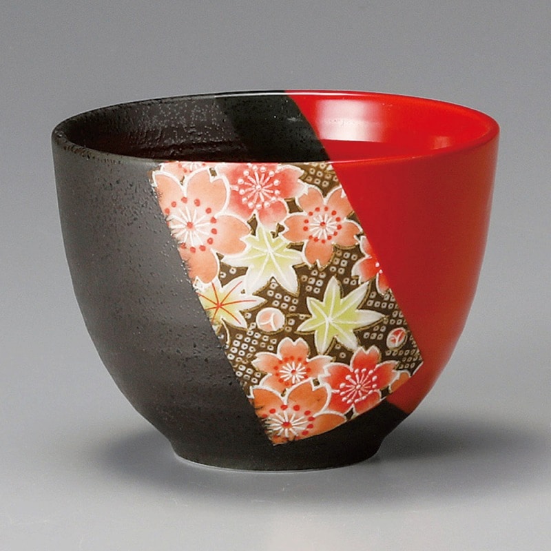 金正陶器 黒赤ヌリ分け友禅ミニ丼 1個(ご注文単位1個)【直送品】